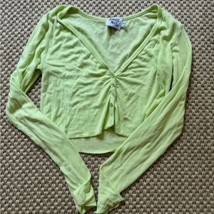 Princess Polly long sleeve crop top green